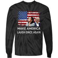 Harris Waltz Walz 2024 Make America Laugh Once Again Tie-Dye Long Sleeve Shirt