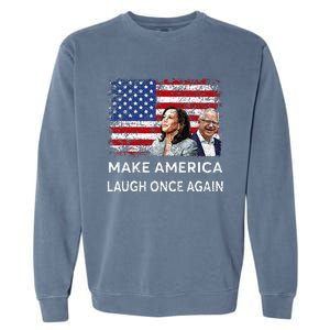 Harris Waltz Walz 2024 Make America Laugh Once Again Garment-Dyed Sweatshirt