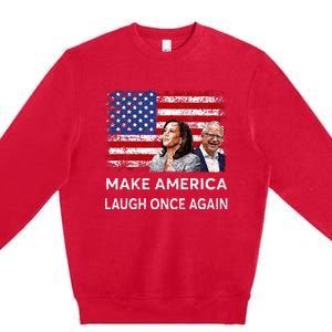 Harris Waltz Walz 2024 Make America Laugh Once Again Premium Crewneck Sweatshirt