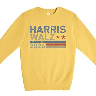 Harris Walz Waltz 2024 Retro Vintage Distressed Design Premium Crewneck Sweatshirt