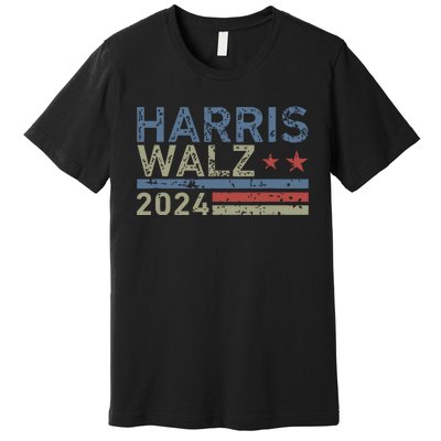 Harris Walz Waltz 2024 Retro Vintage Distressed Design Premium T-Shirt