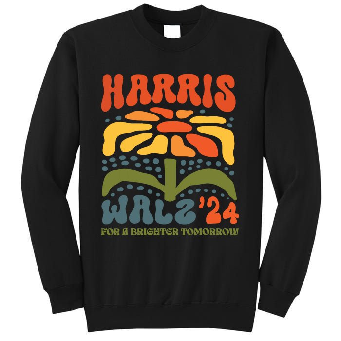 Harris Walz Waltz 2024 Retro Boho Vintage Groovy Flowers Sweatshirt