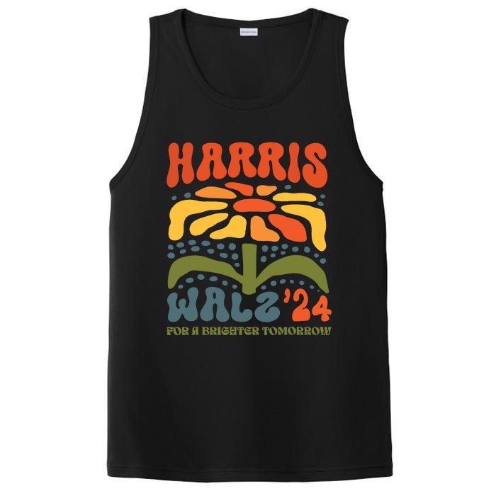 Harris Walz Waltz 2024 Retro Boho Vintage Groovy Flowers PosiCharge Competitor Tank