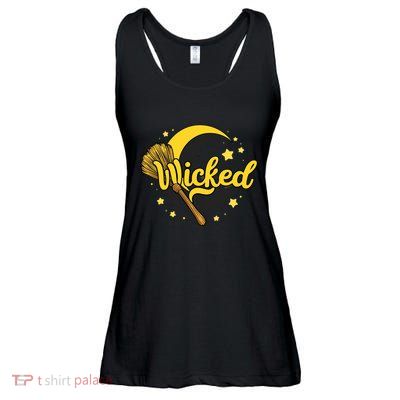 Halloween Wicked Witch Broom Retro Spooky Ladies Essential Flowy Tank