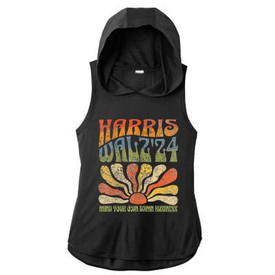 Harris Walz Waltz 2024 Mind Your Own Damn Business Ladies PosiCharge Tri-Blend Wicking Draft Hoodie Tank