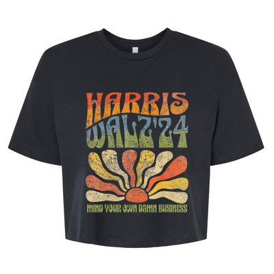 Harris Walz Waltz 2024 Mind Your Own Damn Business Bella+Canvas Jersey Crop Tee