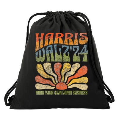 Harris Walz Waltz 2024 Mind Your Own Damn Business Drawstring Bag