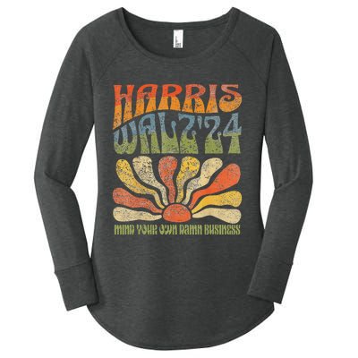 Harris Walz Waltz 2024 Mind Your Own Damn Business Women's Perfect Tri Tunic Long Sleeve Shirt