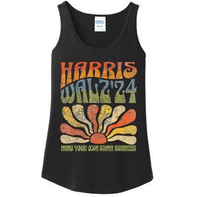 Harris Walz Waltz 2024 Mind Your Own Damn Business Ladies Essential Tank