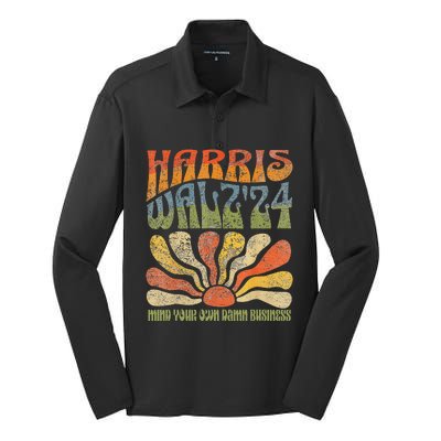 Harris Walz Waltz 2024 Mind Your Own Damn Business Silk Touch Performance Long Sleeve Polo