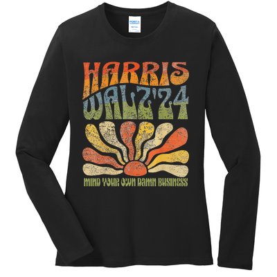 Harris Walz Waltz 2024 Mind Your Own Damn Business Ladies Long Sleeve Shirt