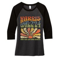 Harris Walz Waltz 2024 Mind Your Own Damn Business Women's Tri-Blend 3/4-Sleeve Raglan Shirt