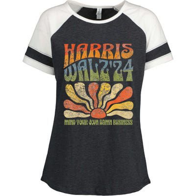 Harris Walz Waltz 2024 Mind Your Own Damn Business Enza Ladies Jersey Colorblock Tee