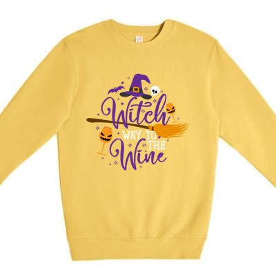 Halloween Witch Way To The Wine Great Gift Premium Crewneck Sweatshirt