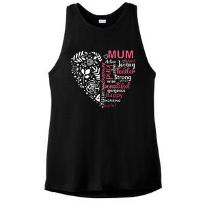 Heart With Words Of Kindness Mother's Day Gift Design For Mum Ladies PosiCharge Tri-Blend Wicking Tank