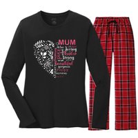 Heart With Words Of Kindness Mother's Day Gift Design For Mum Women's Long Sleeve Flannel Pajama Set 