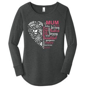 Heart With Words Of Kindness Mother's Day Gift Design For Mum Women's Perfect Tri Tunic Long Sleeve Shirt