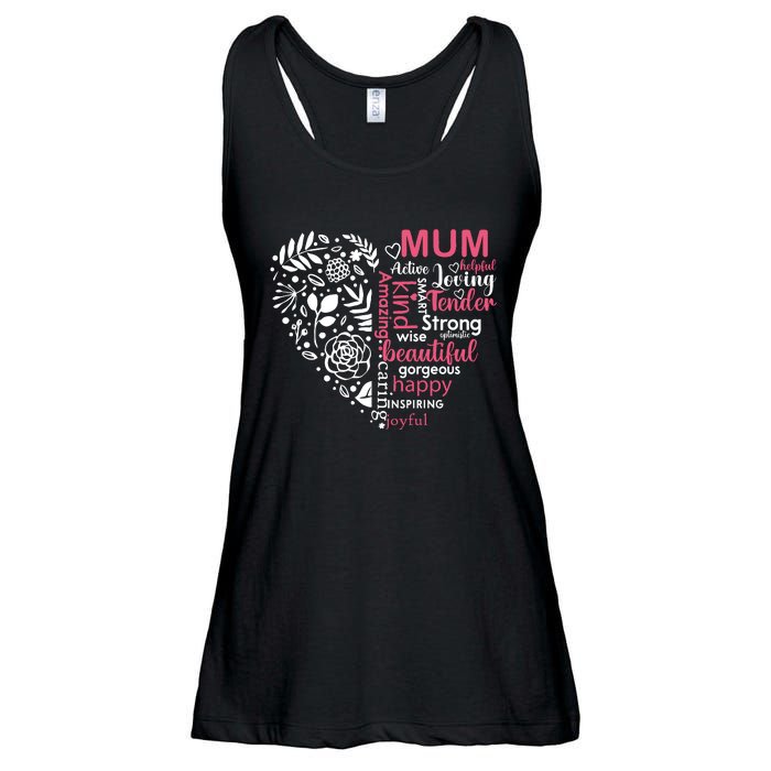 Heart With Words Of Kindness Mother's Day Gift Design For Mum Ladies Essential Flowy Tank