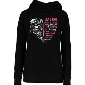 Heart With Words Of Kindness Mother's Day Gift Design For Mum Womens Funnel Neck Pullover Hood