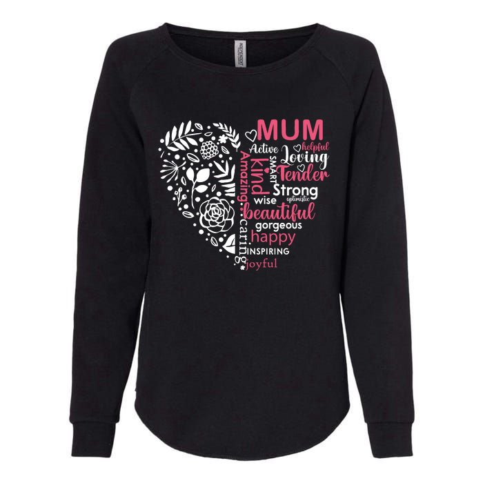 Heart With Words Of Kindness Mother's Day Gift Design For Mum Womens California Wash Sweatshirt