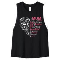 Heart With Words Of Kindness Mother's Day Gift Design For Mum Women's Racerback Cropped Tank