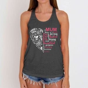 Heart With Words Of Kindness Mother's Day Gift Design For Mum Women's Knotted Racerback Tank