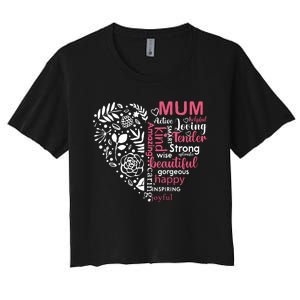 Heart With Words Of Kindness Mother's Day Gift Design For Mum Women's Crop Top Tee