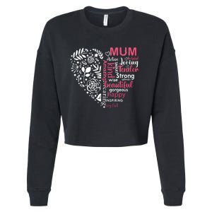 Heart With Words Of Kindness Mother's Day Gift Design For Mum Cropped Pullover Crew