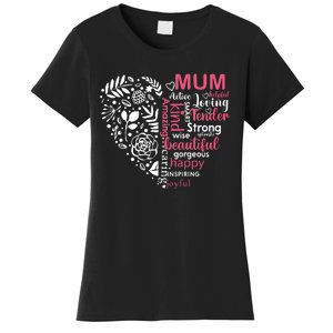 Heart With Words Of Kindness Mother's Day Gift Design For Mum Women's T-Shirt