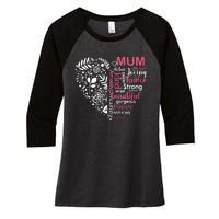 Heart With Words Of Kindness Mother's Day Gift Design For Mum Women's Tri-Blend 3/4-Sleeve Raglan Shirt