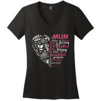 Heart With Words Of Kindness Mother's Day Gift Design For Mum Women's V-Neck T-Shirt