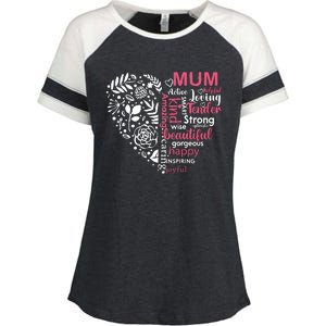 Heart With Words Of Kindness Mother's Day Gift Design For Mum Enza Ladies Jersey Colorblock Tee