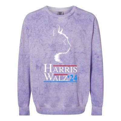 Harris Walz Waltz 2024 Election Funny Cat Ladies For Kamala Meaningful Gift Colorblast Crewneck Sweatshirt