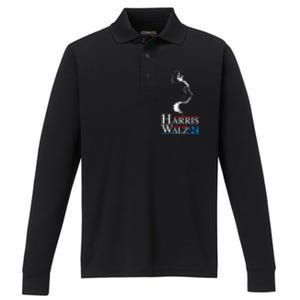 Harris Walz Waltz 2024 Election Funny Cat Ladies For Kamala Meaningful Gift Performance Long Sleeve Polo