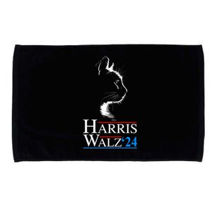 Harris Walz Waltz 2024 Election Funny Cat Ladies For Kamala Meaningful Gift Microfiber Hand Towel