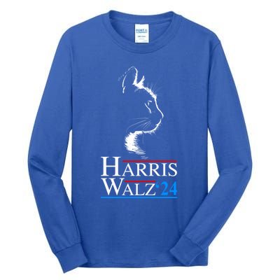 Harris Walz Waltz 2024 Election Funny Cat Ladies For Kamala Meaningful Gift Tall Long Sleeve T-Shirt