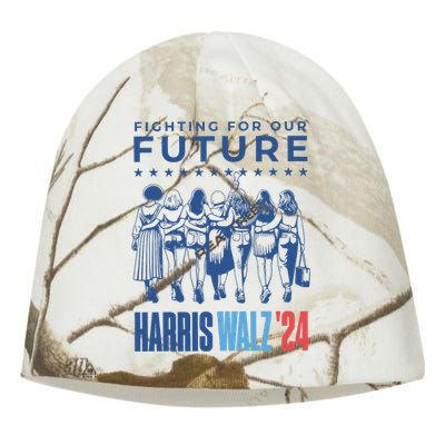 Harris Walz Waltz 2024 Harris Walz Future Button Election Kati - Camo Knit Beanie