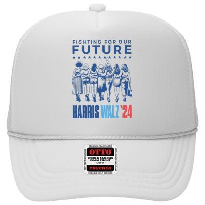 Harris Walz Waltz 2024 Harris Walz Future Button Election High Crown Mesh Back Trucker Hat