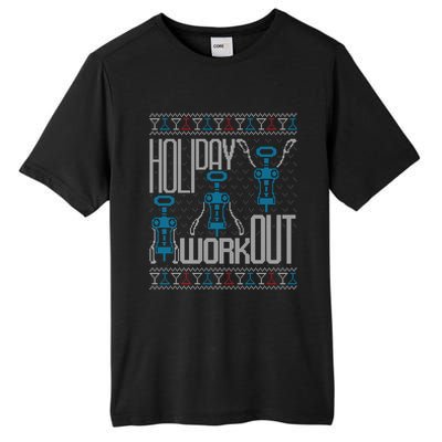 Holiday Workout Wine Corkscrew Funny Ugly Christmas Sweater Gift Tall Fusion ChromaSoft Performance T-Shirt