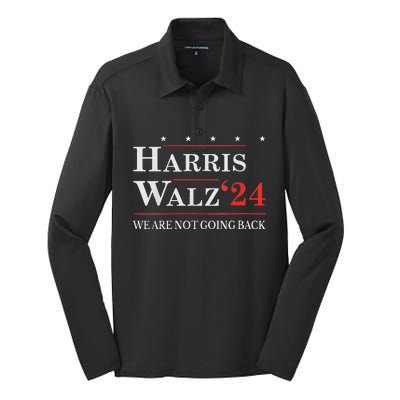 Harris Waltz We Are Not Going Back Kamala Harris 2024 Silk Touch Performance Long Sleeve Polo