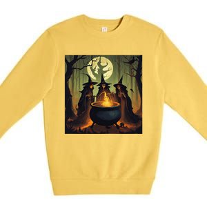 Halloween Witch Witches Gather Fall Casual Premium Crewneck Sweatshirt