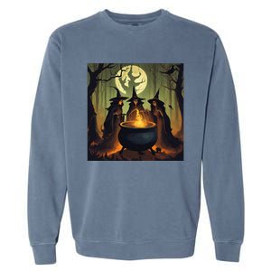 Halloween Witch Witches Gather Fall Casual Garment-Dyed Sweatshirt