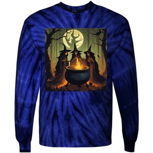 Halloween Witch Witches Gather Fall Casual Tie-Dye Long Sleeve Shirt