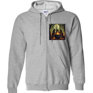 Halloween Witch Witches Gather Fall Casual Full Zip Hoodie