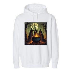 Halloween Witch Witches Gather Fall Casual Garment-Dyed Fleece Hoodie