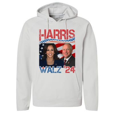 Harris Walz Waltz 2024 Distressed Performance Fleece Hoodie