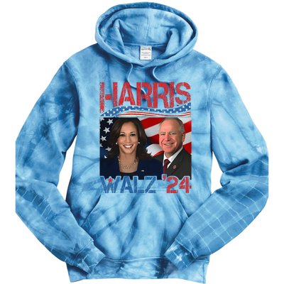 Harris Walz Waltz 2024 Distressed Tie Dye Hoodie