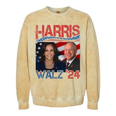 Harris Walz Waltz 2024 Distressed Colorblast Crewneck Sweatshirt