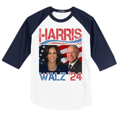 Harris Walz Waltz 2024 Distressed Baseball Sleeve Shirt