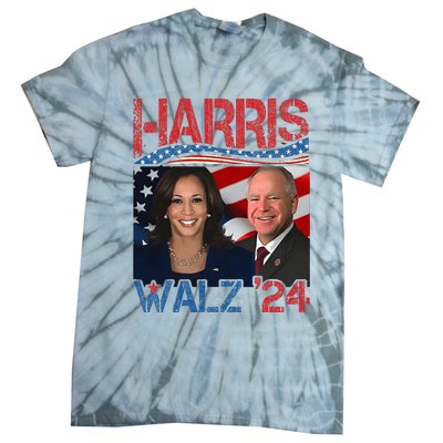 Harris Walz Waltz 2024 Distressed Tie-Dye T-Shirt